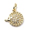 Brass Micro Pave Cubic Zirconia Charms, with Jump Ring, Cadmium Free & Lead Free, Hedgehog Charms, Real 18K Gold Plated, 12x11.5x2.4mm, Hole: 3.2mm