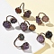 Natural Amethyst & Gemstone Rings, Red Copper Brass Cuff Rings, 18mm
