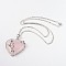 Brass Natural Rose Quartz Pendant Necklaces, with Platinum Tone Brass Cable Chain Necklace Making, 18 inch