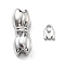Brass Magnetic Clasps, Cadmium Free & Nickel Free & Lead Free, with Letter M Charms, Flower, Real Platinum Plated, Flower: 21.5x8x6mm, Hole: 1mm, Letter M: 7.5x5x1mm, hole: 2mm