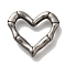 304 Stainless Steel Linking Rings, Bamboo Heart, Antique Silver, 13.5x15x2.8mm, Inner Diameter: 5x10.5mm