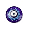 Handmade Lampwork Pendants, Flat Round with Evil Eye, Indigo, 30.5x6mm, Hole: 3.5mm