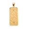 304 Stainless Steel Pendants, Rectangle Charms, Ion Plating(IP), Golden, 44x19x4.5mm, Hole: 7x4.5mm
