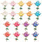 Valentine's Day Theme, Transparent Acrylic Links Connectors, with Plated Bottom, Rose, Mixed Color, 51x41x5.5mm, Hole: 0.9mm, 36pcs/set
