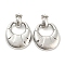 Brass Dangle Stud Earrings, Croissant, Platinum, 33x24.5mm
