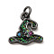 Halloween Sequins Brass Enamel Pendants, with Rhinestone and Jump Ring, Witch Hat Charm, Gunmetal, 11x11x2mm, Hole: 2.3mm