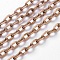 Iron Cable Chains, Unwelded, with Spool, Flat Oval, Cadmium Free & Nickel Free & Lead Free, Red Copper, 7x4x1mm, about 164.04 Feet(50m)/roll