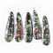 Synthetic Regalite/Imperial Jasper/Sea Sediment Jasper Pendants, Dyed, Teardrop, Sea Green, 45x12x4mm, Hole: 1.2mm