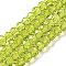 Transparent Baking Paint Glass Beads Strands, Faceted, Rondelle, Yellow Green, 6x5mm, Hole: 1.2mm