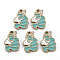 Alloy Enamel Pendants, Light Gold, Cadmium Free & Nickel Free & Lead Free, Unicorn, Medium Turquoise, 17x12x1.5mm, Hole: 1.4mm
