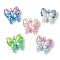 UV Plating Rainbow Iridescent Acrylic Connector Charms, Butterfly Links, Mixed Color, Stainless Steel Color, 30x29.5x9mm, Hole: 2~3.5mm