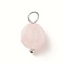 Faceted Natural Rose Quartz Star Cut Round Charms, with Platinum Tone Brass Loops, 13.5x7.5~8x7.5~8mm, Hole: 3mm