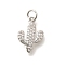 Brass Micro Pave Clear Cubic Zirconia Pendants, with Jump Ring, Long-Lasting Plated, Lead Free & Cadmium Free, Cactus Charms, Platinum, 16x11x2.5mm, Hole: 3.5mm