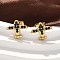 304 Stainless Steel Stud Earrings, with Rhinestone, Ion Plating(IP), Airplane, Real 18K Gold Plated, 12x14mm