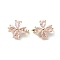Brass Pave Misty Rose Cubic Zirconia Multi-Strand Links, 3-Hole, Flower, Real 18K Gold Plated, 9x11x6.5mm, Hole: 1.2mm