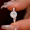 Rhodium Plated 925 Sterling Silver Pave 5.2x3.1mm Moissanite Finger Rings for Women, Clear, US Size 6 1/2(16.9mm)