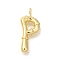 Rack Plating Brass Pendants, Cadmium Free & Lead Free, Letter A~Z Charms, Letter P, 23.5x10.5x4mm, Hole, 2mm