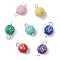 7Pcs 7 Colors Plating Acrylic Connector Charms, with Iron Findings, Round Links with Cross, Silver Color Plated, Mixed Color, 13.5x7.5mm, Hole: 1.4~2.5mm, 1pc/color
