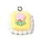 Opaque Resin Pendants, Cartoon Charms with Platinum Plated Iron Loops, Flower Cake, 22x19x10mm, Hole: 2mm