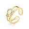 Star & Moon Brass Micro Pave Clear Cubic Zirconia Open Cuff Rings, Long-Lasting Plated, Golden, Inner Diameter: 16mm