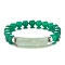 Natural Green Aventurine Beaded Stretch Bracelets, with Stainless Steel Spacer Beads, 7-1/8 inch(18cm)