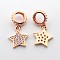 Brass Micro Pave Cubic Zirconia Star Pendants, Cadmium Free & Nickel Free & Lead Free, Real Rose Gold Plated, 19mm, Hole: 4mm