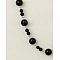 Handmade Round Glass Pearl Beads Chains for Necklaces Bracelets Making, with Iron Eye Pin, Unwelded, Platinum, Black, 39.3 inch