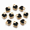 Alloy Enamel Charms, Cadmium Free & Lead Free, Heart, Light Gold, Black, 8.5x7.5x2mm, Hole: 1.6mm