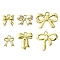 12Pcs 6 Styles Rack Plating Alloy Pendant, Bowknot, Golden, 10~18x9.5~20x1~3mm, Hole: 1.4~1.6mm, 2pcs/style