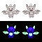 Halloween Theme Rack Plating Luminous Alloy Enamel Pendants, Glow in the Dark, Bat Charm, Platinum, 18.5x23x1.5mm, Hole: 1.6mm