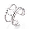 304 Stainless Steel Cuff Rings Components, Pad Ring Setting, Teardrop, Stainless Steel Color, Adjustable, Tray: 7x5mm, 13mm