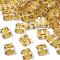 Transparent Electroplate Acrylic Multi-Strand Links, for Tile Elastic Bracelets Making, Rectangle with Golden Plated Mixed Letter, Clear, 8.5x7.5x4mm, Hole: 1.5mm, about 1950pcs/500g