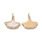 Rack Plating Alloy Rhinestone Pendant, with Enamel, Nickel Free, Gingko Leaf Charms, Golden, Mixed Color, 16.5x16x4.5mm, Hole: 2.2mm