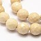 Natural Fossil Round Bead Strands, Faceted, Navajo White, 6mm, Hole: 1mm, about 60pcs/strand, 14.5~15 inch