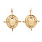 304 Stainless Steel Pendant Cabochon Settings, with Jump Rings, Oval, Real 14K Gold Plated, Tray: 8x6mm, 24.5x20x2mm, Jump Ring: 3.8x0.5mm, 2.8mm inner diameter