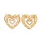 Brass Micro Pave Cubic Zirconia 2-Loop Pendants, Cadmium Free & Lead Free, Hollow Double Heart with Flower Charms, Golden, 25x24.5x4mm, Hole: 1.2mm