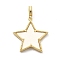 Rack Plating Brass Pendants, with Resin, Long-Lasting Plated, Lead Free & Cadmium Free, Real 18K Gold Plated, Star, Seashell Color, 29.5x28x4mm, Hole: 5x3mm