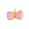 Brass Enamel Pendants, with Jump Ring, Lead Free & Cadmium Free, Long-Lasting Plated, Real 18K Gold Plated, Rack Plating, Bowknot, 11x19x2mm, Hole: 3.2mm