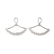 Brass & Cubic Zirconia Pendants, Cadmium Free & Nickel Free & Lead Free, Fan Charm, Platinum, 25x27x2mm, Hole: 6.3x3.3mm