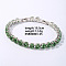 Hip-hop Brass Micro Cubic Zirconia Link Chain Bracelets for Men and Women, Light Green, 7-5/8 inch(19.5cm)