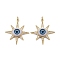 Brass Micro Pave Cubic Zirconia Pendants, with Acrylic and Jump Ring, Long-Lasting Plated, Star with Eye, Real 18K Gold Plated, Blue, 32x30x6.5mm