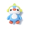 PVC Plastic Pendants, Penguin with HeadPhone, Light Sky Blue, 49x35x22mm, Hole: 3mm