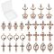 Alloy Rhinestone Links Connectors, with Enamel, Light Gold, 26.5x15x2.5mm, Hole: 1.8mm, 32pcs/box