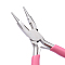 45# Carbon Steel Jewelry Pliers, Round Nose Pliers, Wire Cutter, Ferronickel, Pink, 122x80x9mm