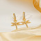 Elegant Brass Clear Cubic Zirconia Dragonfly Hoop Earrings, Golden, 44x24mm