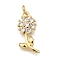 Rack Plating Brass Micro Pave Cubic Zirconia Pendants, Flower, with Jump Ring, Cadmium Free & Lead Free, Long-Lasting Plated, Real 18K Gold Plated, Clear, 20.5x9x3.5mm, Hole: 3.5mm