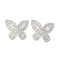 Rack Plating Brass Pave Clear Cubic Zirconia Stud Earring Finding, Cadmium Free & Lead Free, Long-Lasting Plated, Butterfly, Platinum, 18x21mm