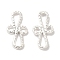 Brass Connector Charms, Lead Free & Cadmium Free, Textured Flower Links, 925 Sterling Silver Plated, 10x5x1mm, Hole: 1mm