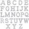 Alphabet Resin Rhinestone Patches, Letter A~Z Iron/Sew on Appliques, Costume Accessories, for Clothes, Bag Pants, Silver, 43.5~50x20~51x3mm, 26pcs/set, 1 set/box