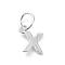 925 Sterling Silver Letter Charms, with Jump Rings and 925 Stamp, Silver Color Plated, Letter X, 7.5x6.5x0.8mm, Hole: 4mm